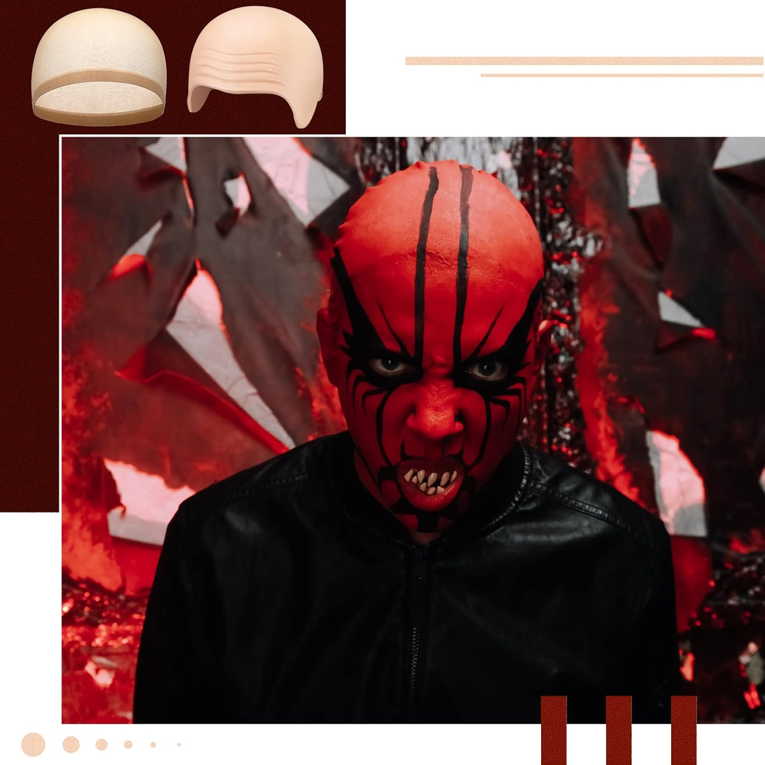 2 piezas de gorra calva de látex para Halloween, gorro calvo para peluca, sombrero calvo, cosplay, accesorios de disfraz para mujeres adultas (rosa,