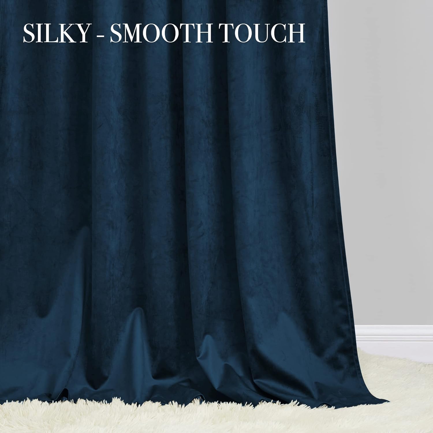 KGORGE Cortinas de terciopelo azul de 84 pulgadas de largo para oscurecer la habitación, cortinas y cortinas para dormitorio, sala de estar, niños,