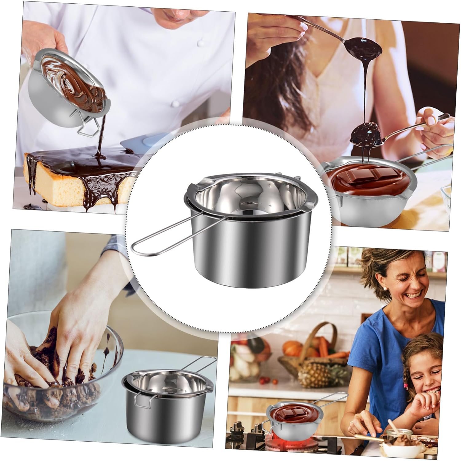 ABOOFAN 3 juegos de velas de mesa de olla de fusión, caldera de leche, molde de para resina, calderas dobles para estufa, caldera doble, olla de