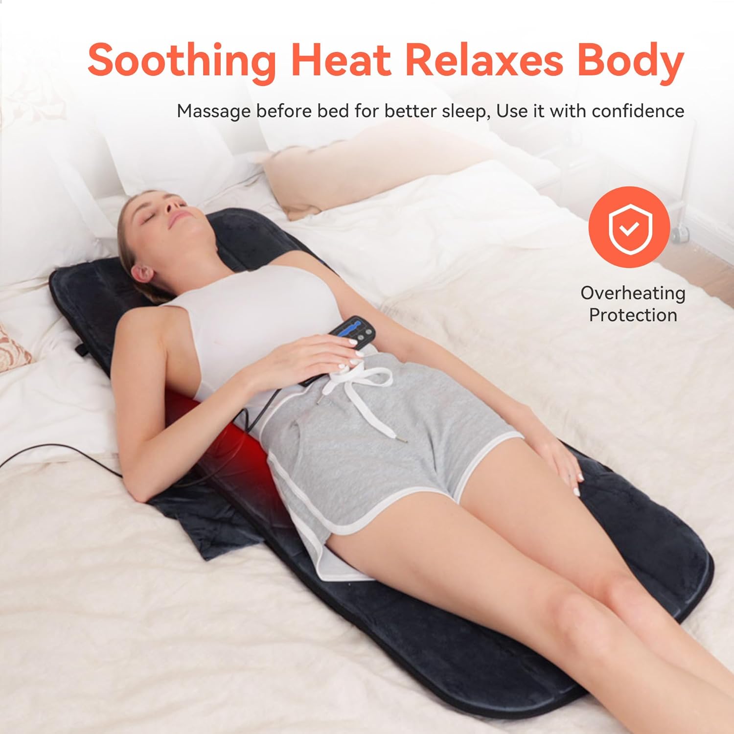 Almohadilla masajeadora, 5 modos de vibración y 3 niveles, masajeador de espalda con calor para aliviar el dolor de espalda, almohadilla de silla