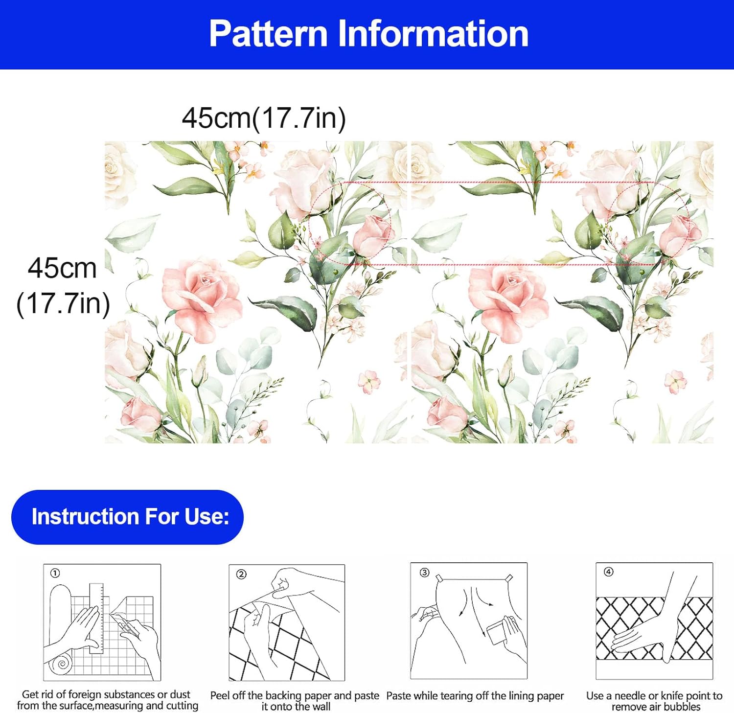 BaoHArtHome Papel tapiz floral para despegar y pegar, papel de contacto extraíble, hojas verdes y rosadas, fácil de despegar, autoadhesivo, para