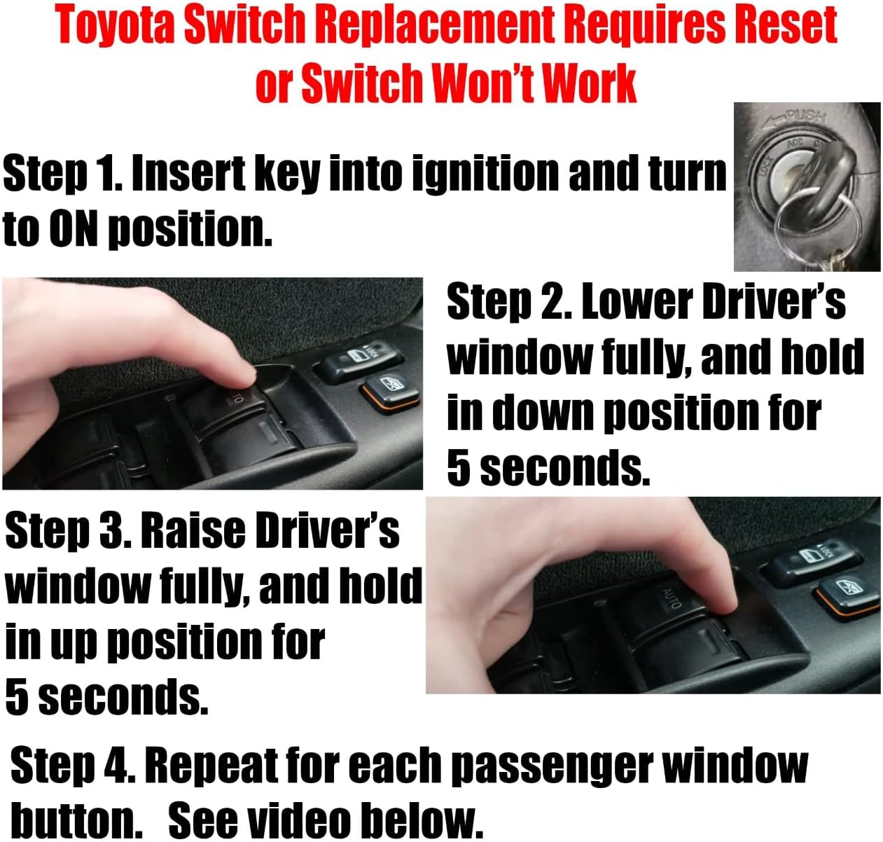 SWITCHDOCTOR Interruptor maestro de ventana para Toyota Tacoma 2005-2011