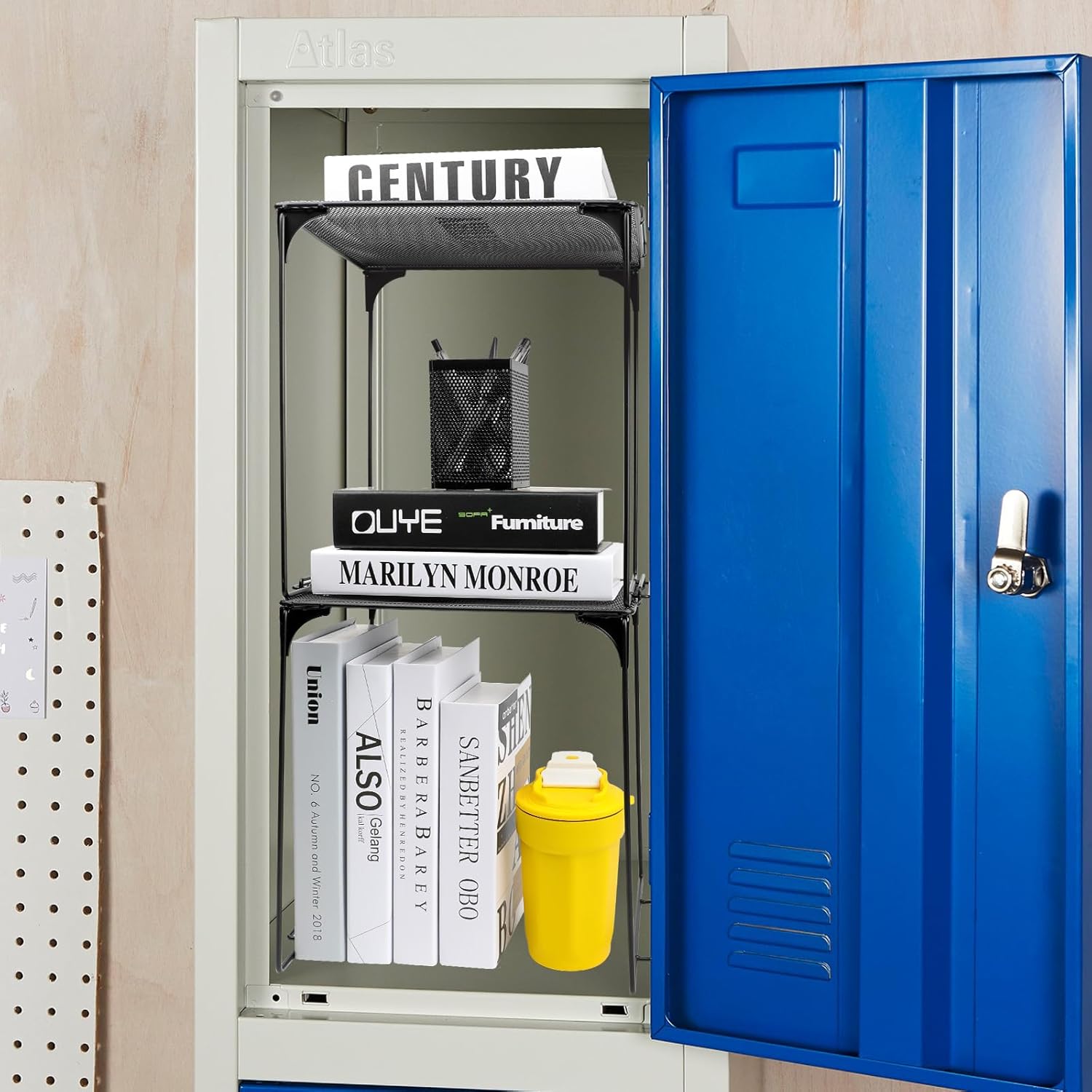 Estante alto de metal para casillero, organizador de casillero para la escuela, accesorios adecuados para la escuela, la oficina y el hogar (1,