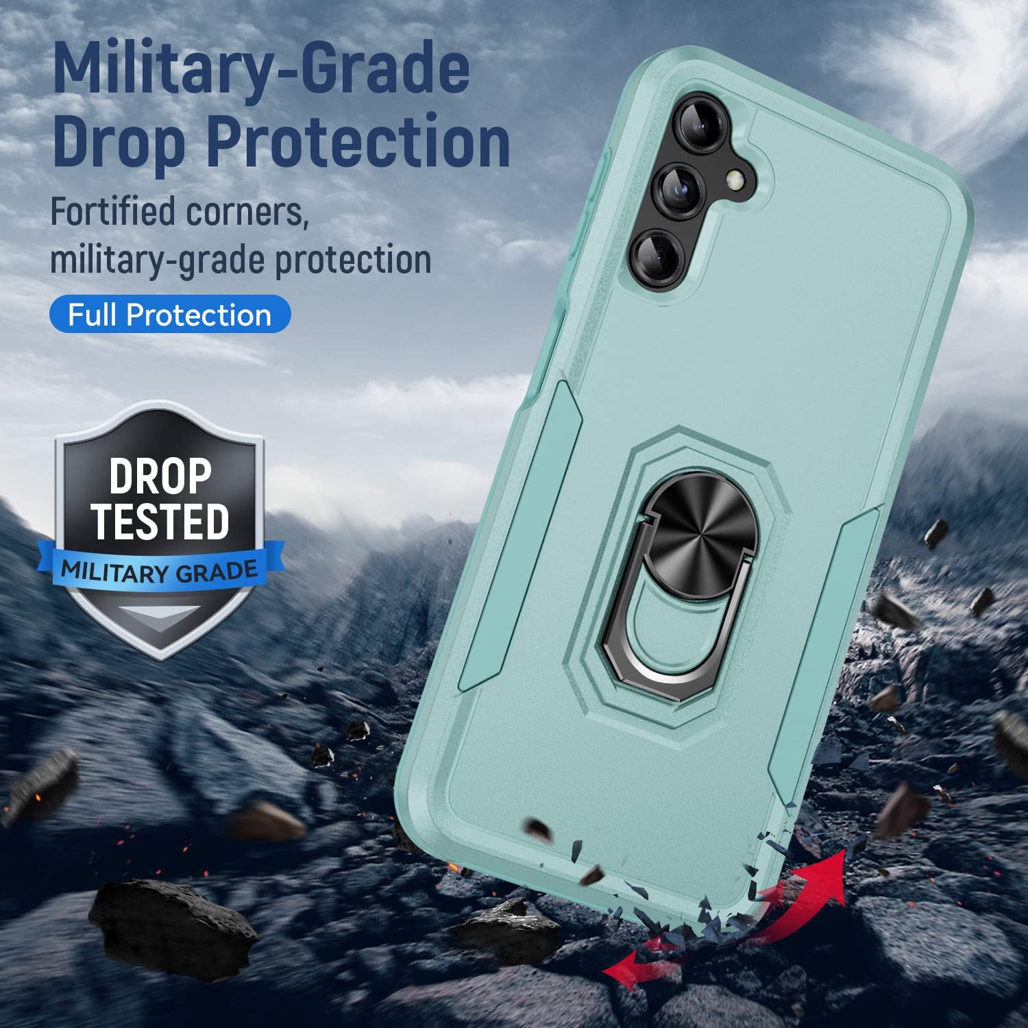 Fucozan Funda para Samsung Galaxy A14 5G con protector de pantalla con anillo de soporte, resistente protección de grado militar a prueba de golpes