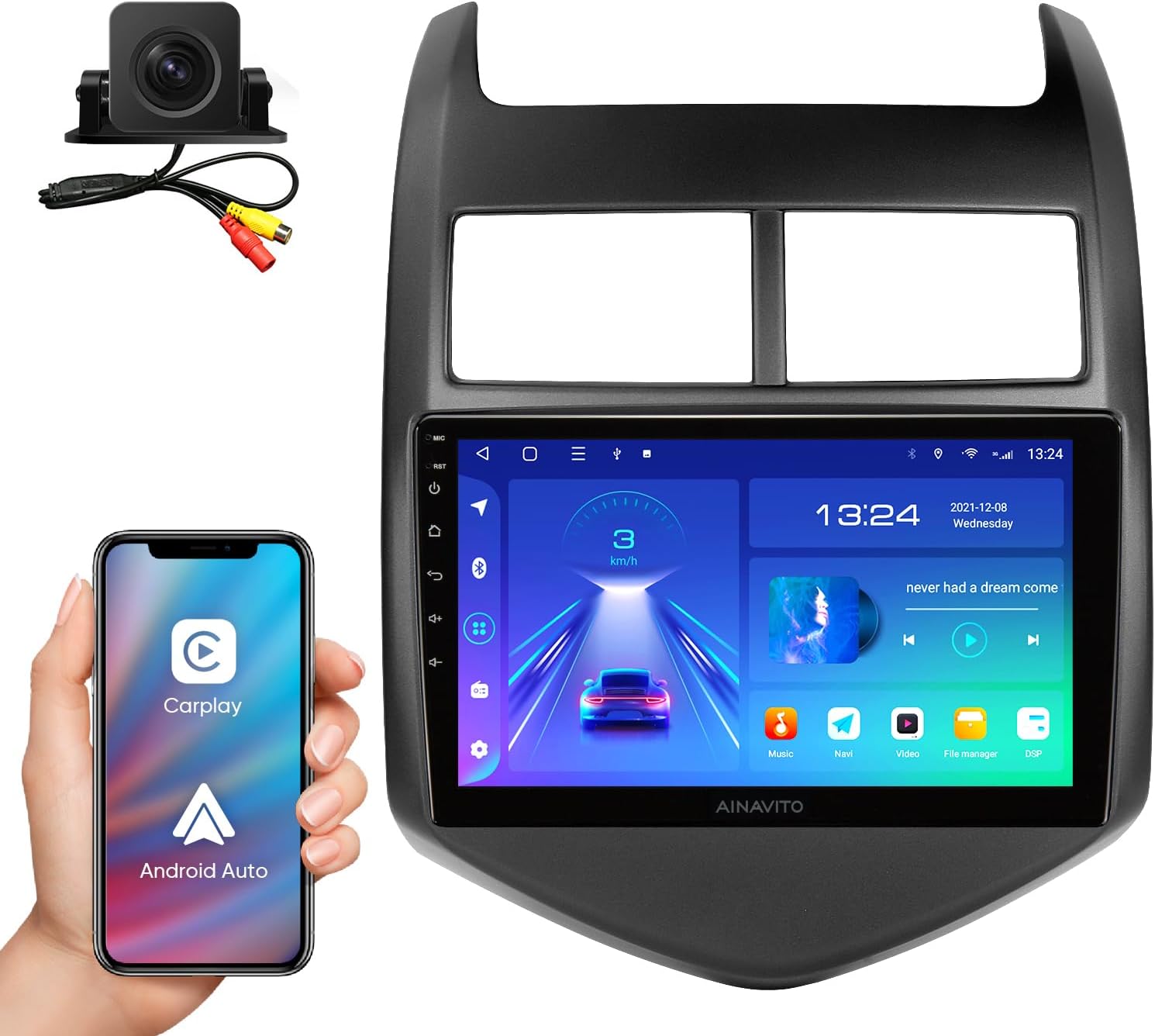 9 pulgadas 5G WiFi 8 Core 48EQ Airplay Android 12 Radio estéreo del coche para Chevy Aveo Sonic 2011 2012 2013 2014 2015 Carplay Android Auto