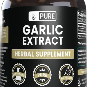 Pure Original Ingredients Extracto de ajo (365 cápsulas) sin magnesio o rellenos de arroz, siempre puro, verificado por laboratorio Pure Original Ingredients Extracto de ajo (365 cápsulas) sin magnesio o rellenos de arroz, siempre puro, verificado por laboratorio