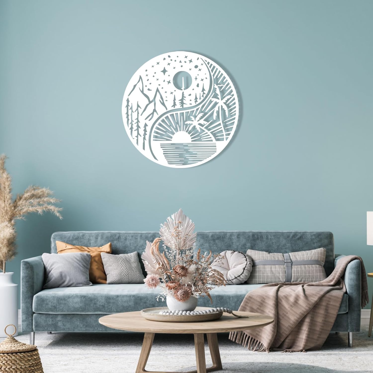 Ying Yang Sun and Moon Metal, decoración de pared de metal Yin Yang, Sun Moon Metal, decoración de pared de metal, sol y luna, arte de pared de
