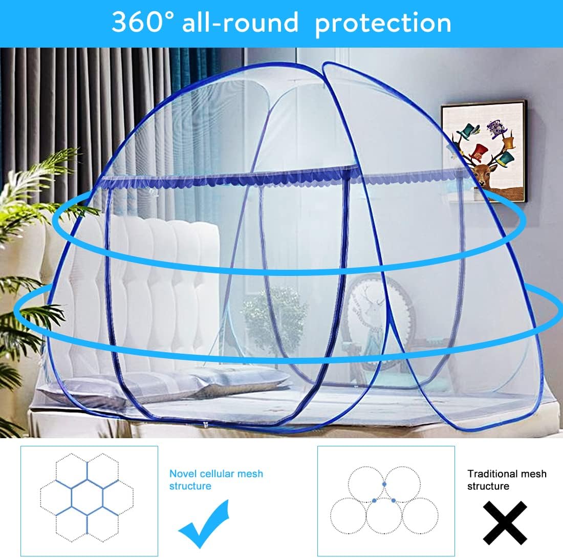Omont Tienda de campaña de red desplegable con parte inferior, diseño plegable para dormitorio y viajes al aire libre, fácil de instalar y lavar
