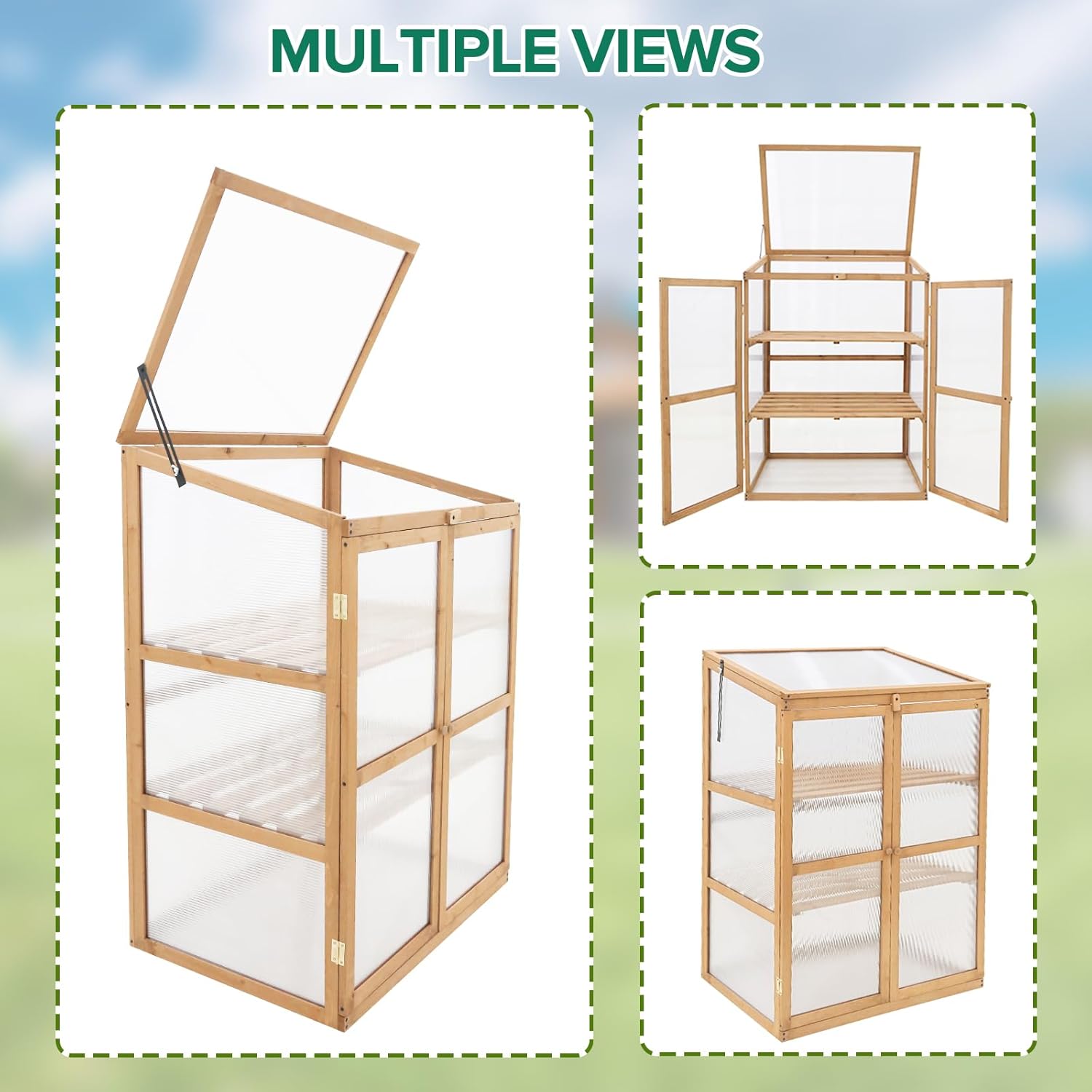 EAGLE PEAK Invernadero de madera de jardín con estantes ajustables, maceta portátil de madera elevada para interiores y exteriores, 30.1 x 22.0 x