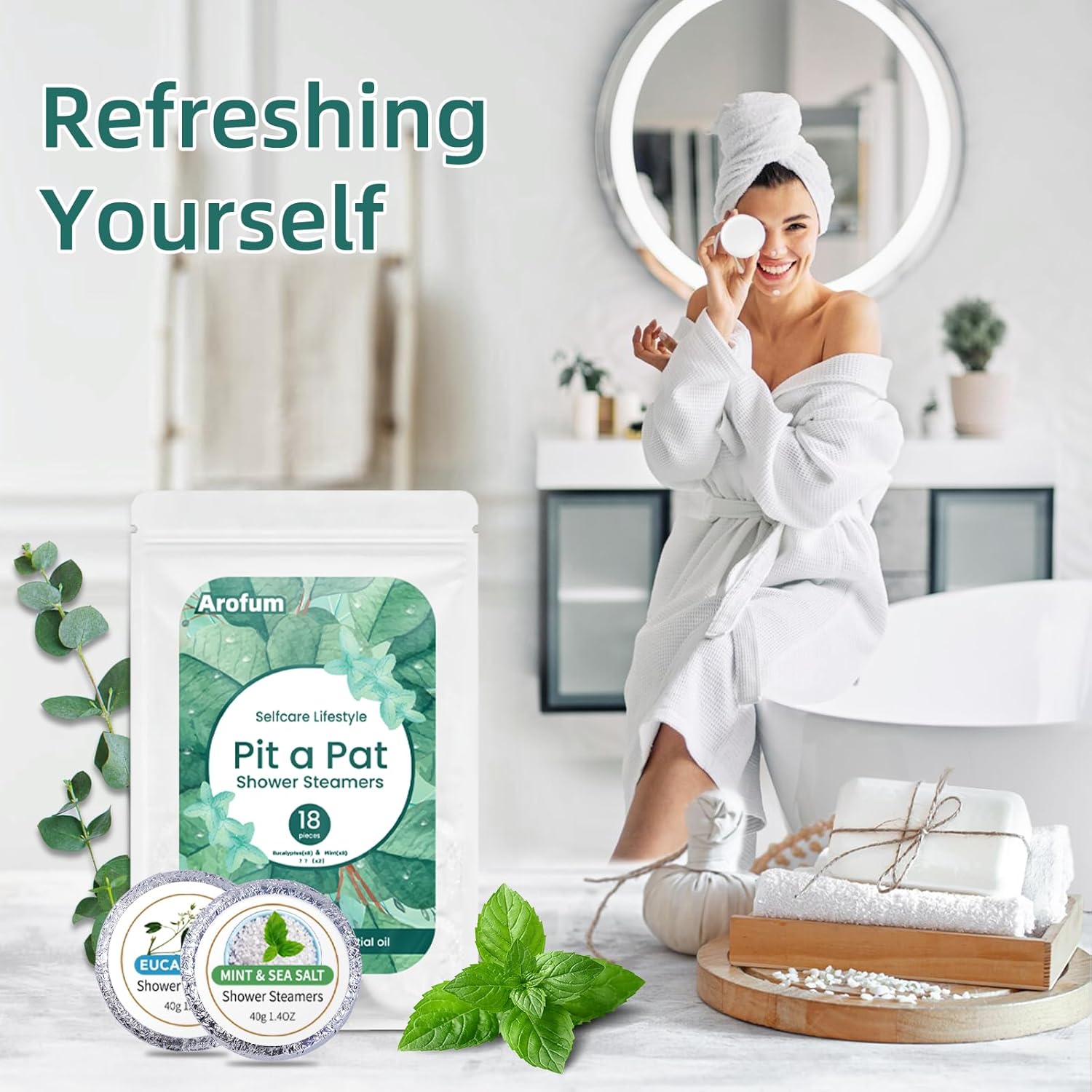 Vaporizadores de ducha, aromaterapia, paquete de 18 bombas de baño de eucalipto y menta, regalos de spa, bombas de ducha Pit a Pat, ideas de regalo