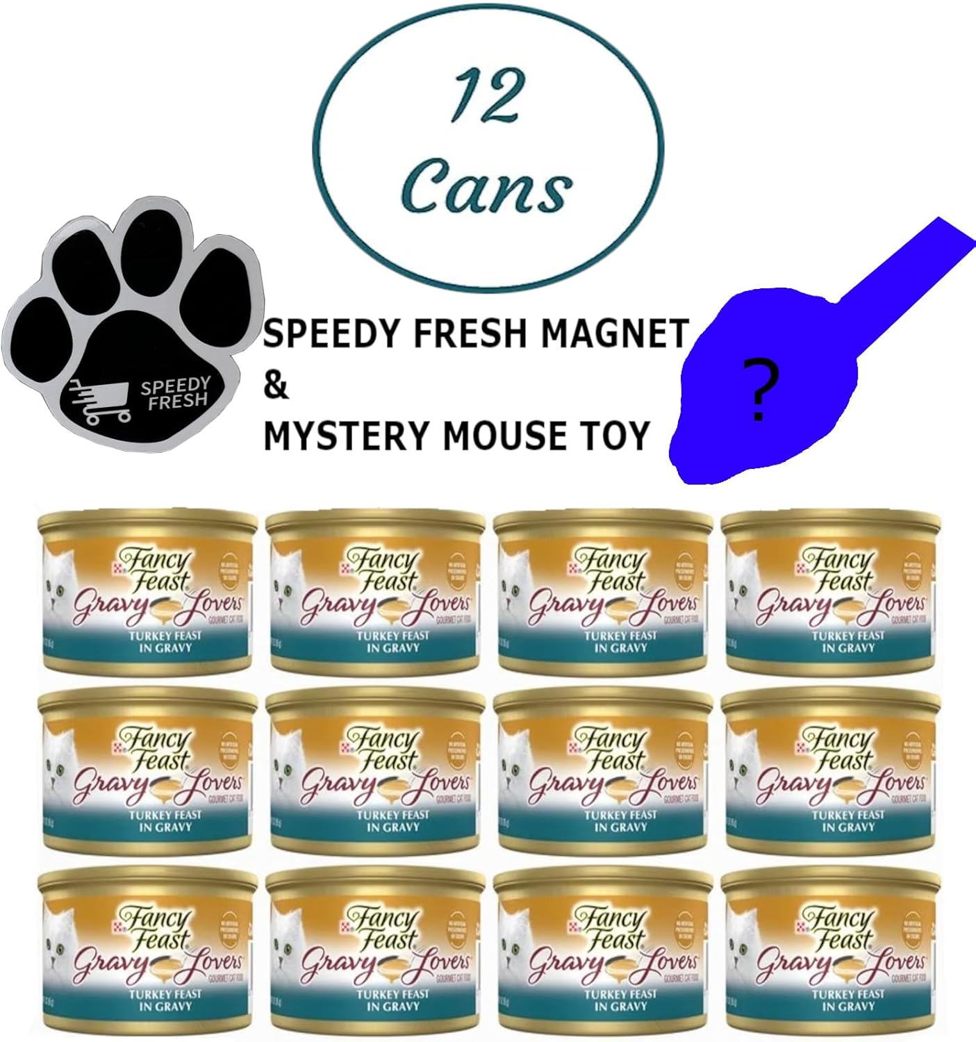 SPEEDY FRESH Fancy Feast Gourmet – Comida húmeda para gatos con salsa para amantes de la salsa de pavo, paquete de 12 latas