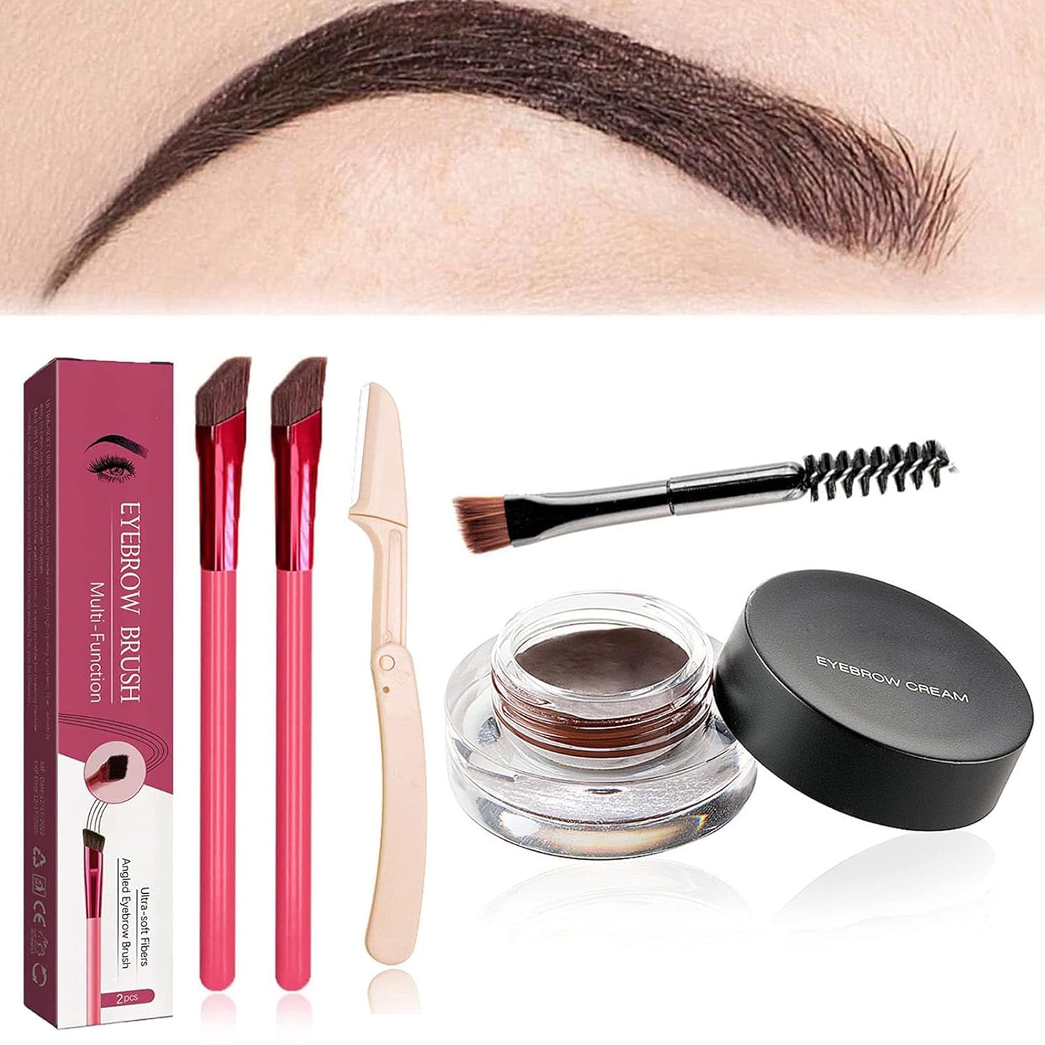 Novahebe – Cepillo de cejas multifunción, corrector de cejas multifunción, cepillo de contorno para cejas, brocha para cejas (cejas claras)