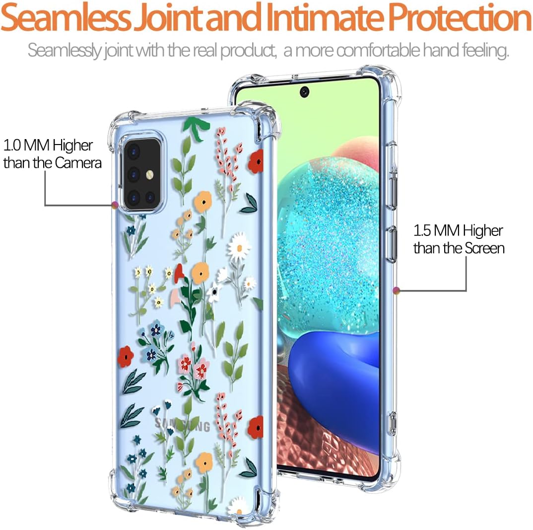 Funda para Galaxy A71 5G, SM-A716U, transparente, con diseño de TPU suave, absorción de golpes, diseño de flores delgadas, patrón de jardín de