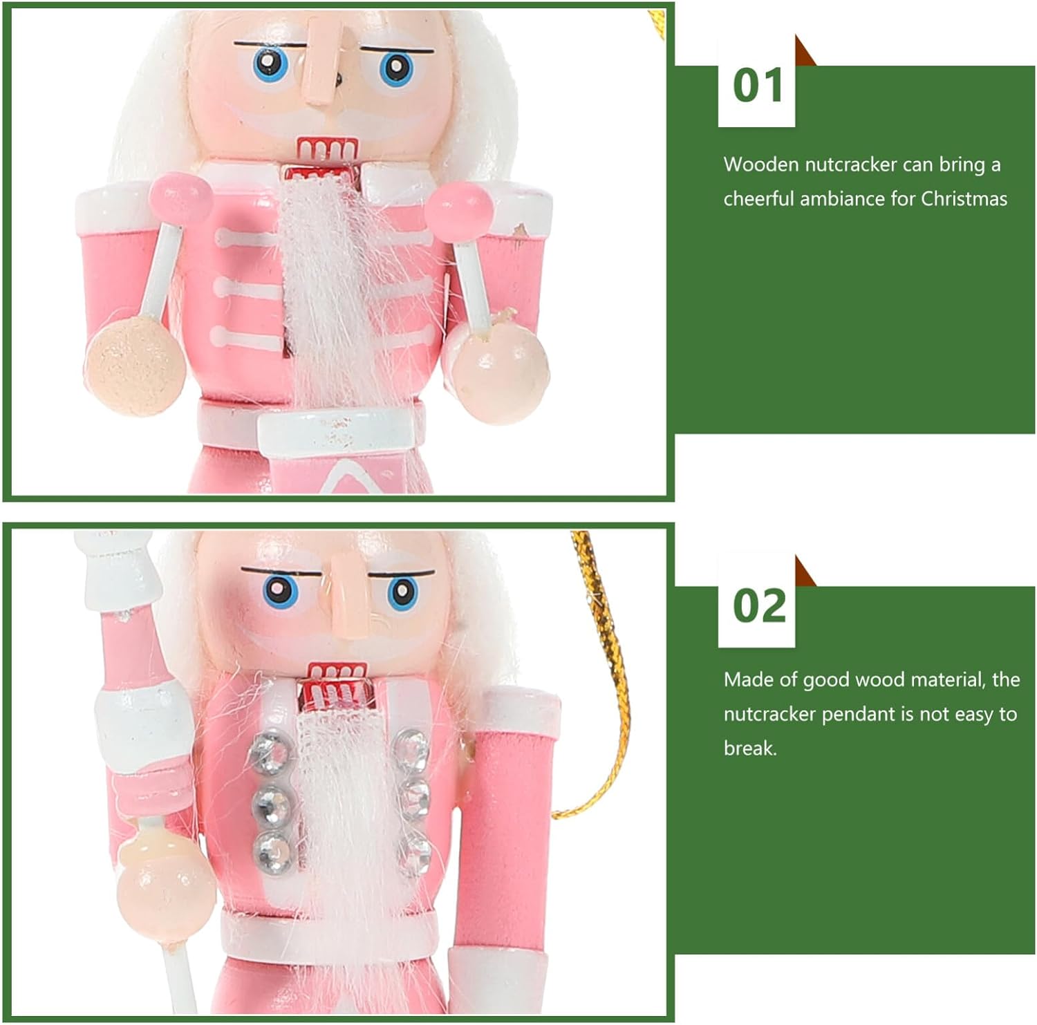 GANAZONO 4pcs Mini Navidad colgante cascanueces madera adornos Navidad rey soldado figuras para árbol adorno 4.7 in