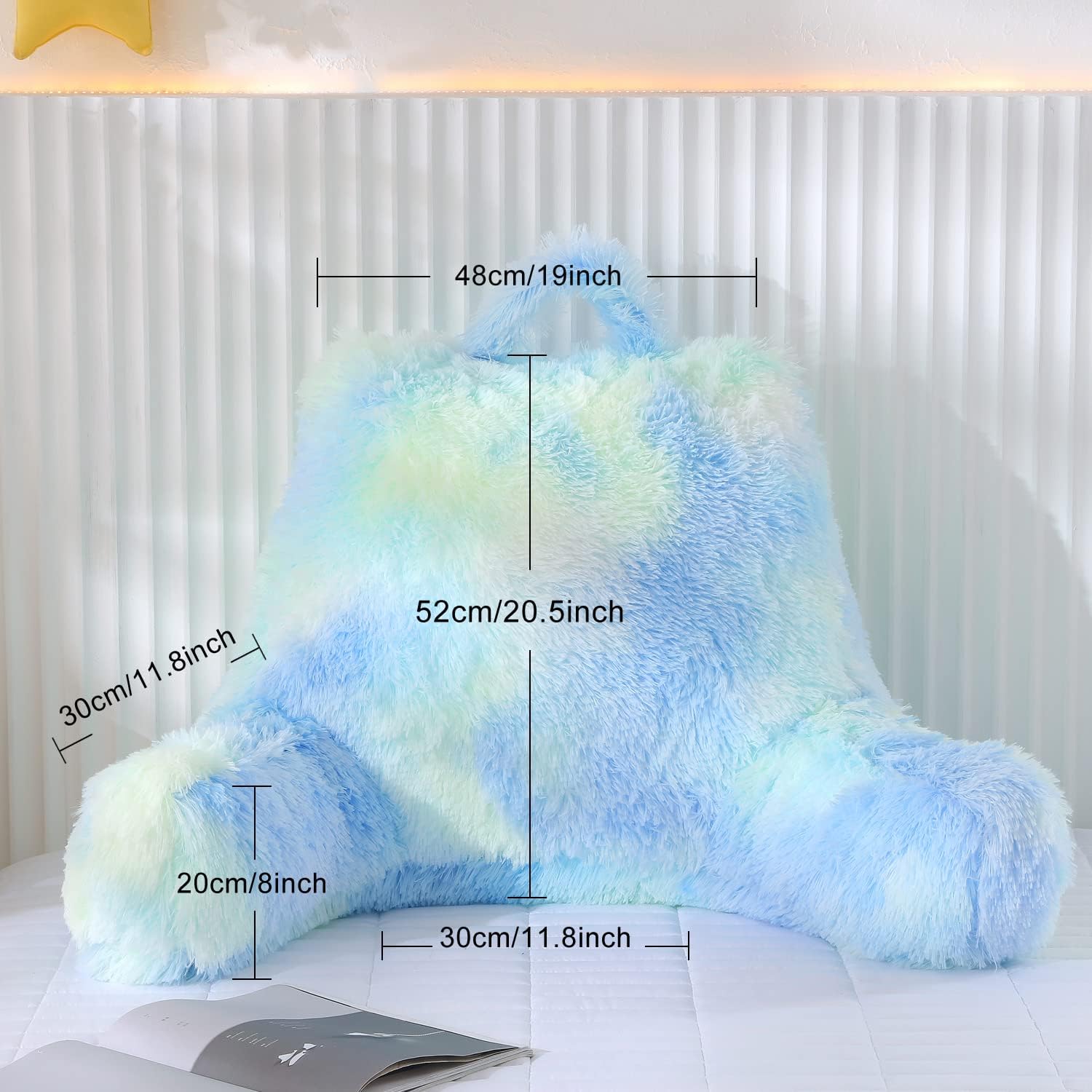 Almohada de piel sintética para descansar en cama, almohada de lectura grande con brazos, almohada de lectura esponjosa para adultos y niños,