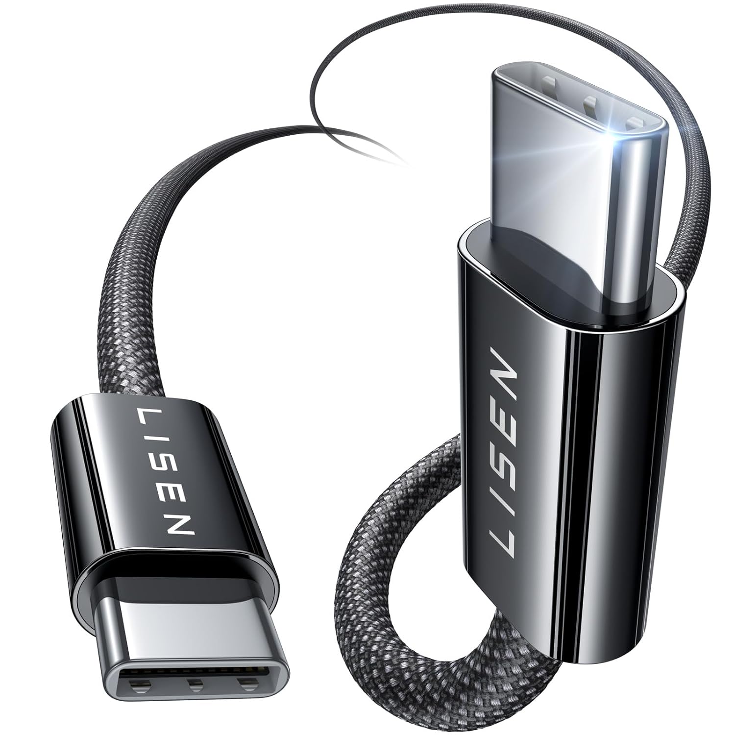 LISEN Cable de carga USB C a USB C de 240 W para iPhone 15MacBook ProAir 10 pies2 unidades, cable de carga rápida USBC a USBC para iPhone
