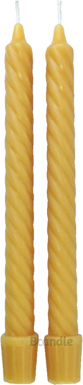 Velas cónicas en espiral de cera de abeja 100% pura (juego de 2) orgánicas, 8 pulgadas de alto, 34 pulgadas de diámetro, hechas a mano