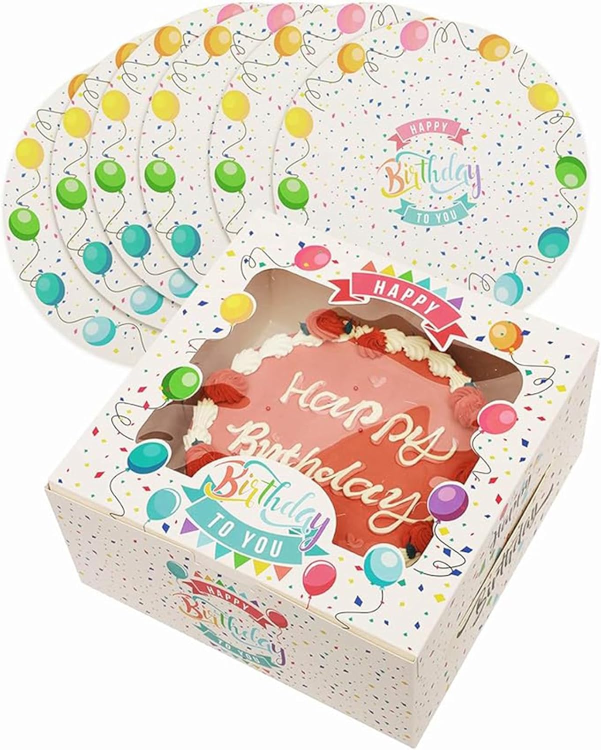 36 cajas para tartas de 10 x 10 x 5 con ventana, paquete de 18 cajas para tartas de cumpleaños, cajas de panadería de 10 pulgadas (18 cajas para