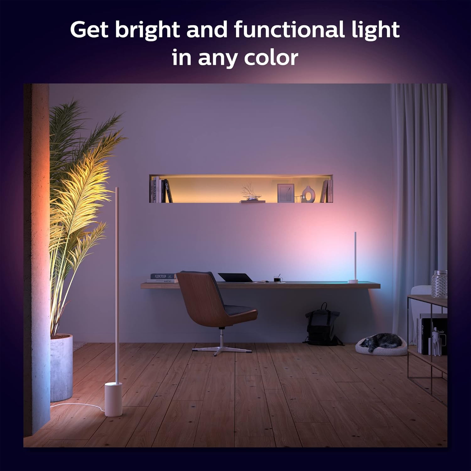 Philips Hue Paquete de 2 lámparas de pie Gradient Signe, compatibles con Alexa, Apple HomeKit y Google Assistant, color blanco, paquete de 2