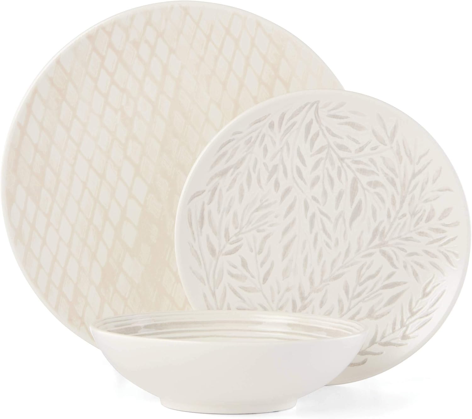 Lenox Juego de 12 piezas neutrales texturizadas de lino, 16.70 libras
