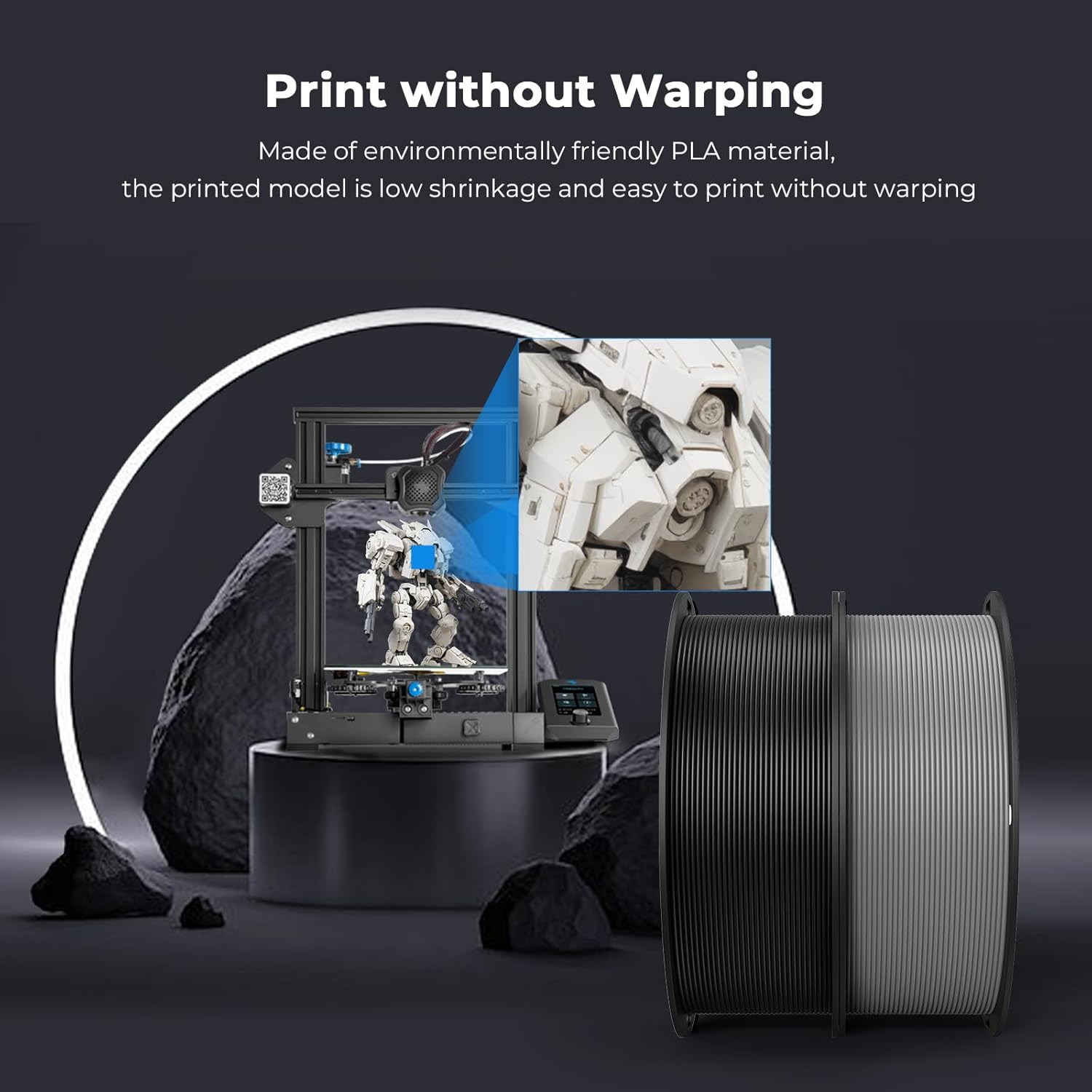 Creality Filamento para impresora 3D, filamento PLA de 0.069 pulgadas para impresión 3D, impresoras 3D de filamento PLA Ender, sin enredos, fuerte