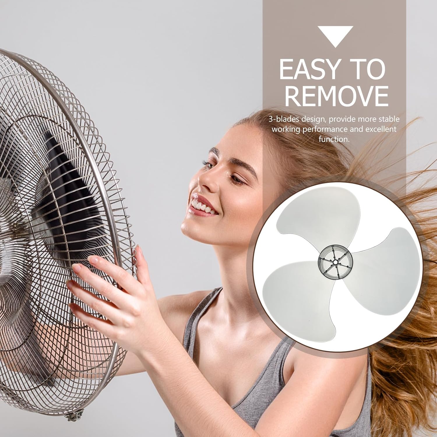 LIFKOME Repuesto de aspas de ventilador de plástico de 16 pulgadas, 3 hojas, aspas de ventilador de refrigeración, aspas de ventilador de pie para