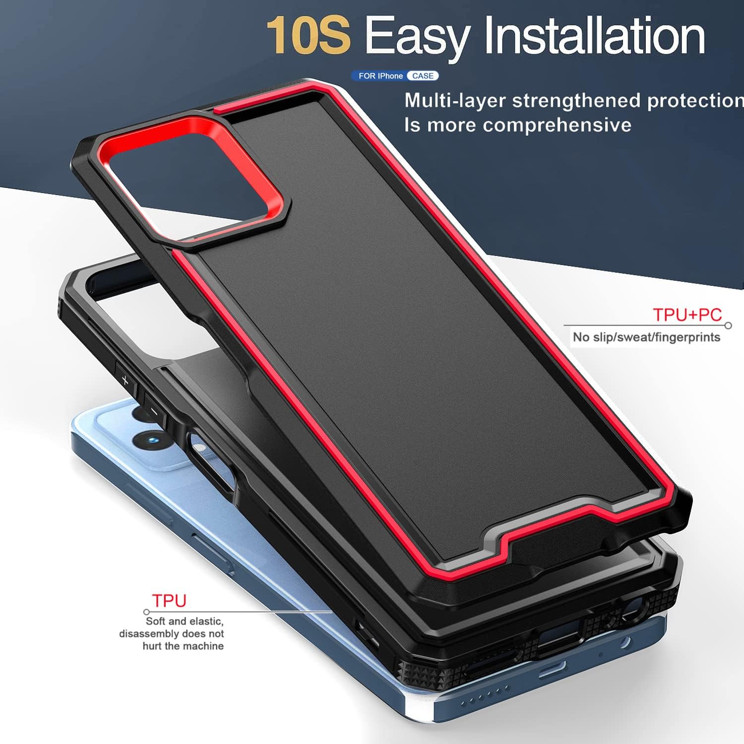TJS Funda compatible con T-Mobile Revvl 6X 5G, Revvl 6 5G, con protector de pantalla de vidrio templado, funda híbrida de doble capa a prueba de