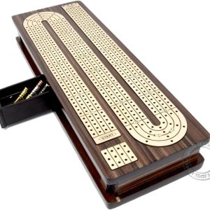 Tabla continua para cuna con incrustaciones de 4 pistas de palisandroarce con tapas deslizantes y cajón Tabla continua para cuna con incrustaciones de 4 pistas de palisandroarce con tapas deslizantes y cajón