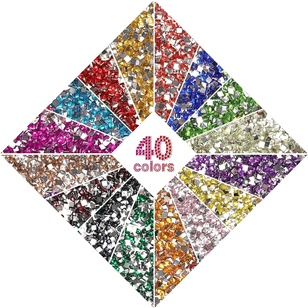 YBUTVY Cuentas de pintura de diamante 5D, 40 colores, 8000 piezas de taladro cuadrado de diamante brillante para reemplazo para taladros faltantes