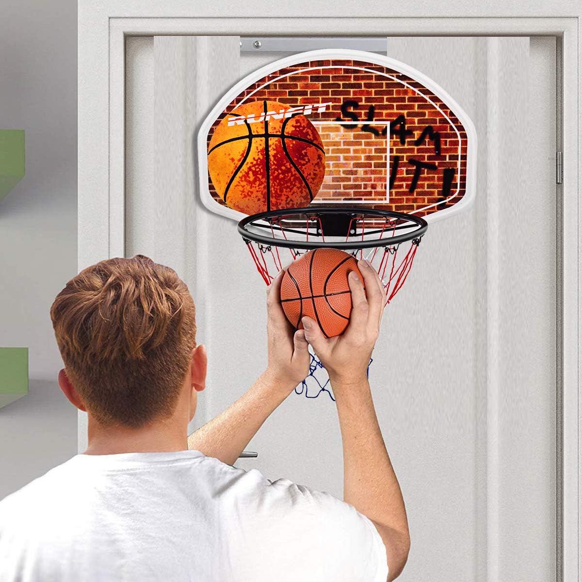Goplus Aro de baloncesto de 29 x 20 pulgadas, montado en la pared, portátil, para deportes en interiores y exteriores, adecuado para adultos y niños