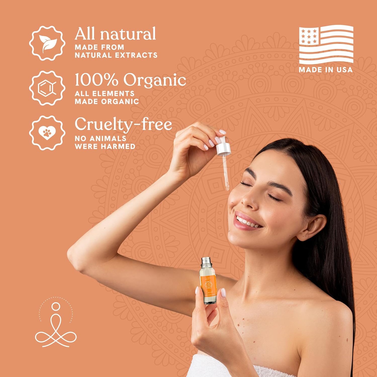 Sacral Chakra – Suero facial de mezcla de aceites esenciales, suero hidratante natural y orgánico para cara con girasol, argán, albaricoque, romero,