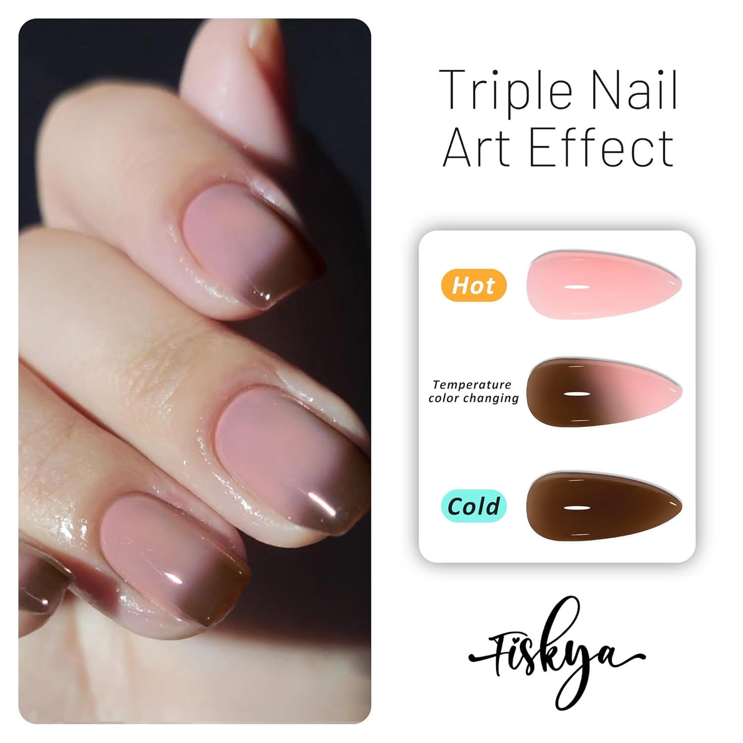 Juego de esmaltes de uñas de gel que cambian de temperatura, 6 colores, esmalte de gel UV LED, arte de uñas, manicura casera con cepillo de doble