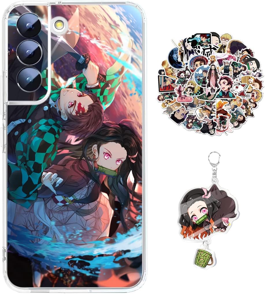 Funda para Samsung Galaxy A54 5G Demon – Diseño de anime con llavero Vision y 50 calcomanías Funda de silicona suave transparente de dibujos