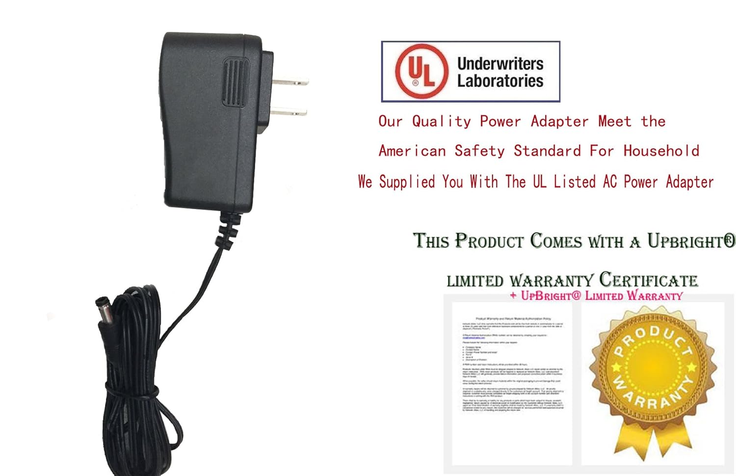 UpBright Listado por UL Adaptador de 12 V CACC compatible con GCi Technologies Modelo AM-12500 AM12500 12VDC 500mA DC12V 0.5A – 1A 12.0V 12 V 12 VDC