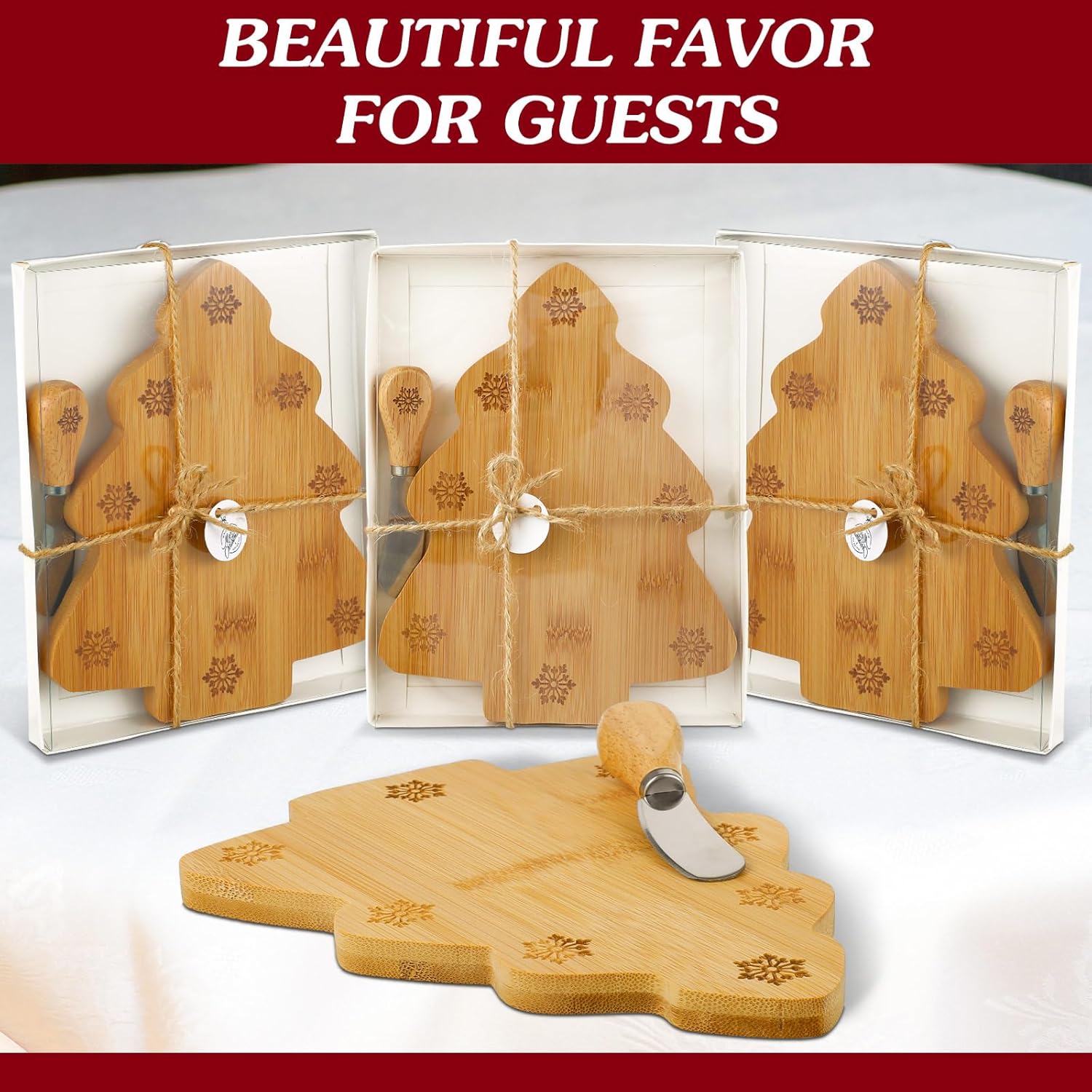 Kigley 6 piezas de tabla de cortar queso para árbol de Navidad, tabla de cortar madera para servir tablero de madera en forma de árbol de