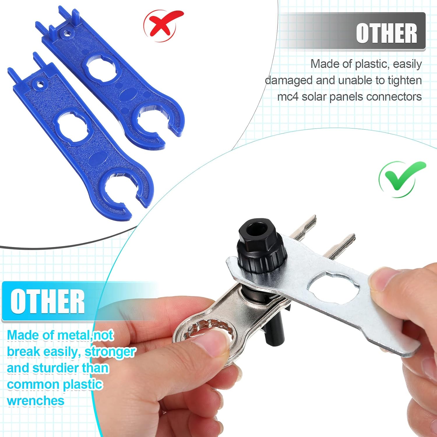 Herramienta de conector de panel solar, llave inglesa de metal solar, herramientas de extracción de desconexión solar fotovoltaica, herramienta de