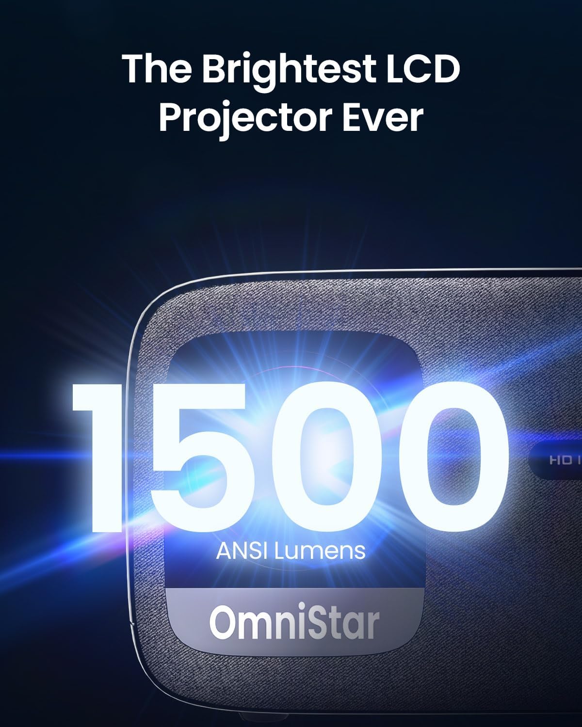 OmniStar L80 – Proyector 4K con WiFi y Bluetooth, proyector de video nativo 1080P de 1500 lúmenes ANSI, enfoque automáticoKeystone, 2 altavoces de