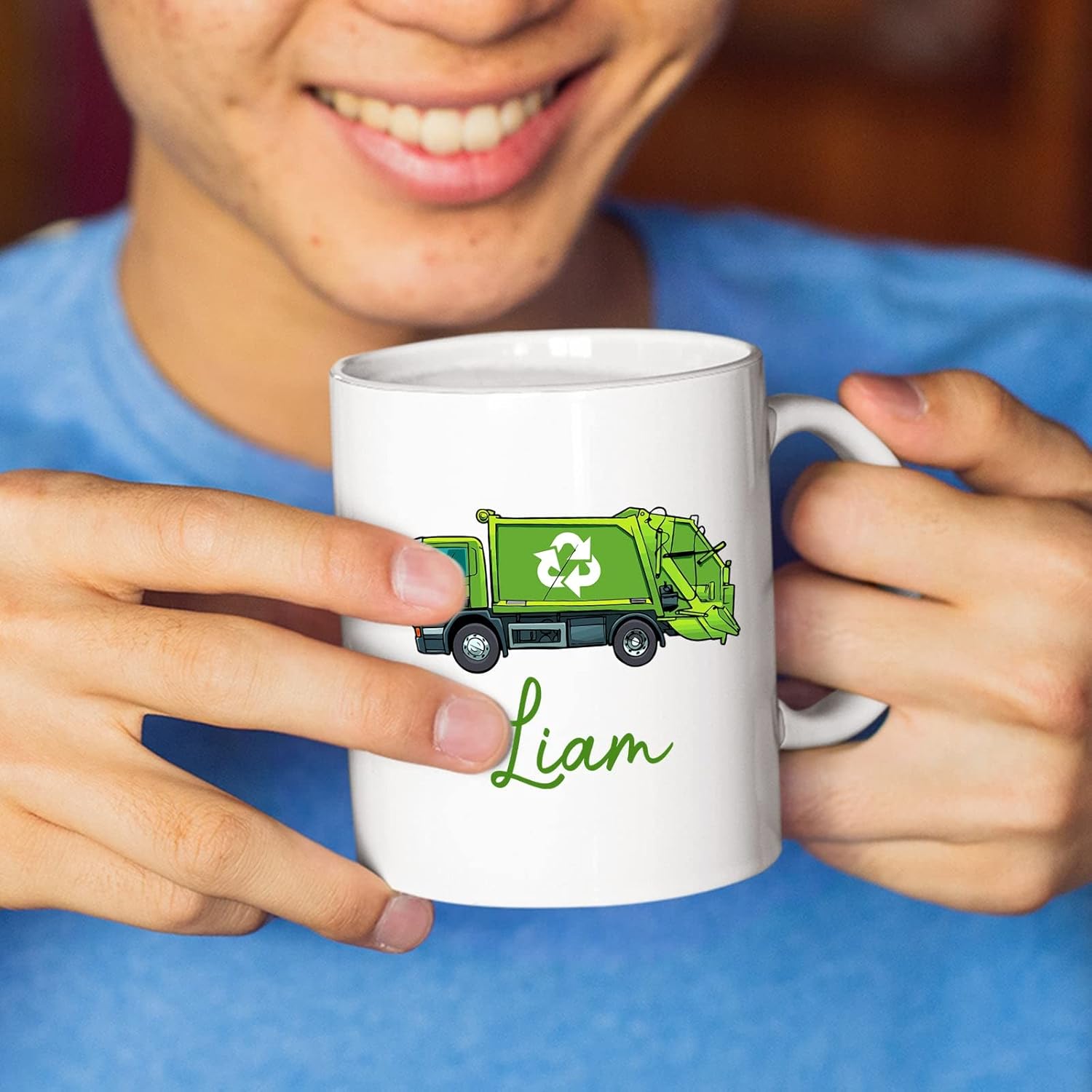 Taza de camión de basura personalizada con nombre, taza de camión de basura personalizada, taza para niños, taza para niños, regalo para niños y