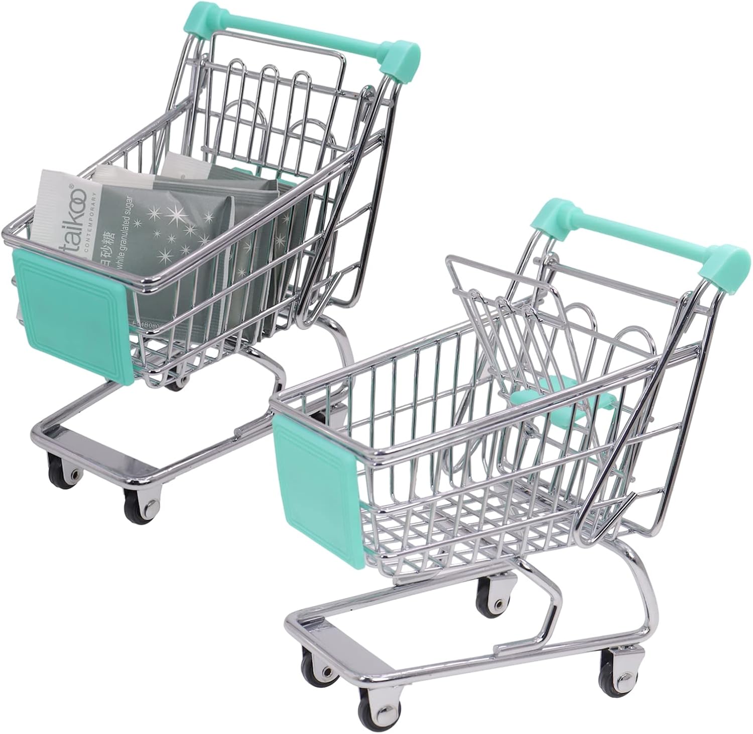 DGQ Paquete de 2 soportes para paquetes de azúcar, cestas de alambre de metal, organizador de bolsas de té, contenedor de edulcorantes de metal,