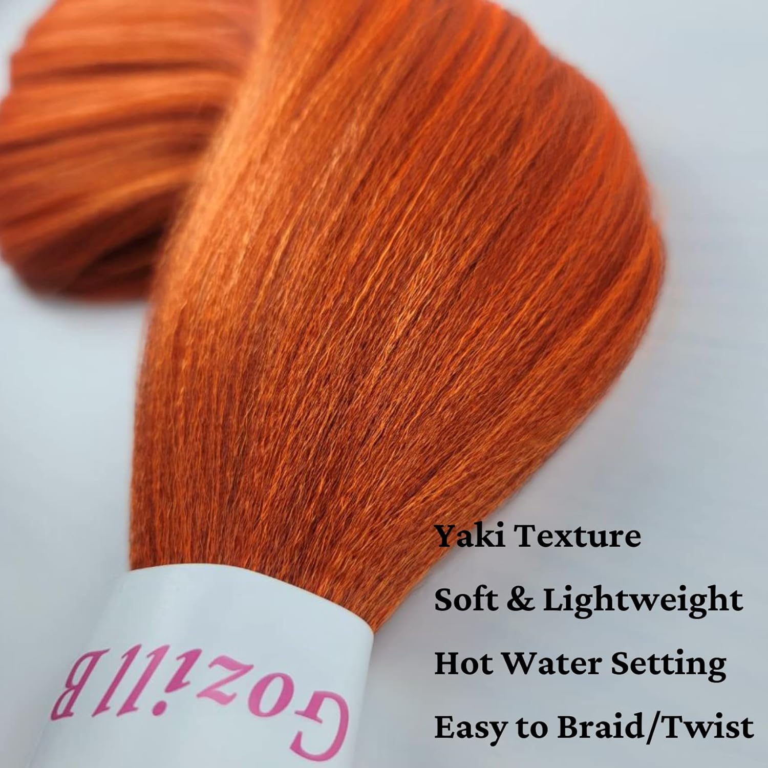 Pelo trenzado de color naranja jengibre preestirado Kanekalon extensión de cabello trenzado de 26 pulgadas, pelo sintético para trenzar