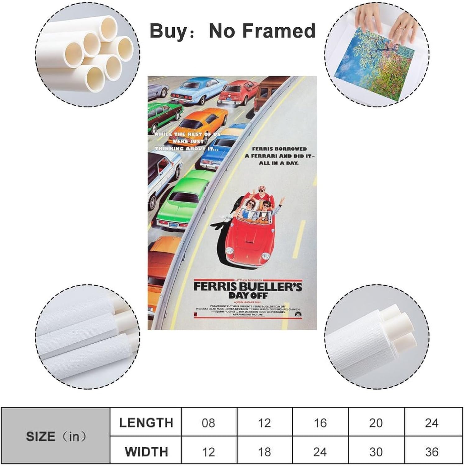 Ferris Bueller’s Day Off – Póster de lienzo y álbum de música, póster de álbum de música, pintura de pared, estética, decoración de habitación, 12 x