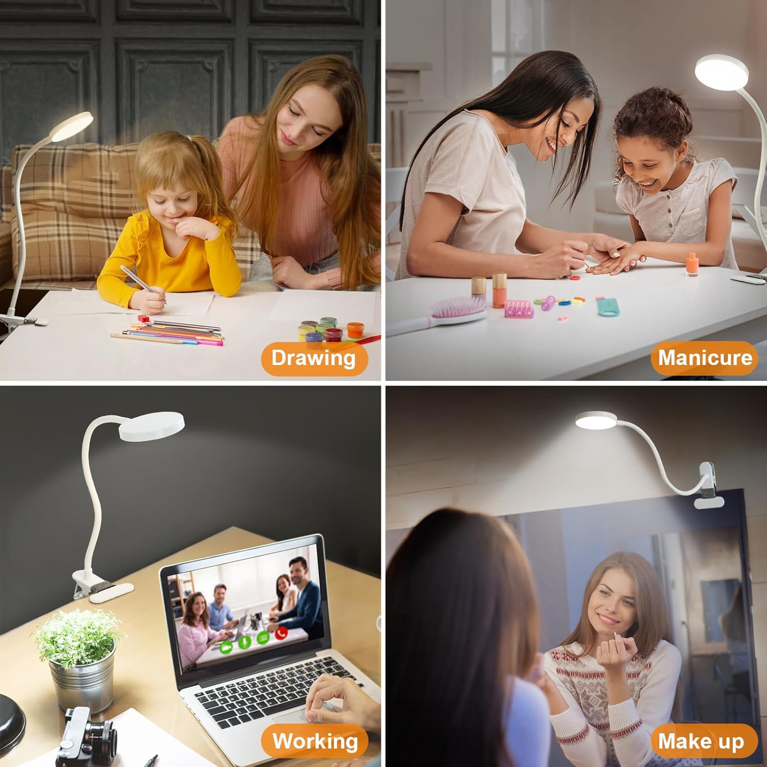 KAiSnova 10W 66 LED Clip en luz 5 colores y 10 niveles de brillo Clip de la lámpara de la lámpara en la lámpara de escritorio 2 temporizadores