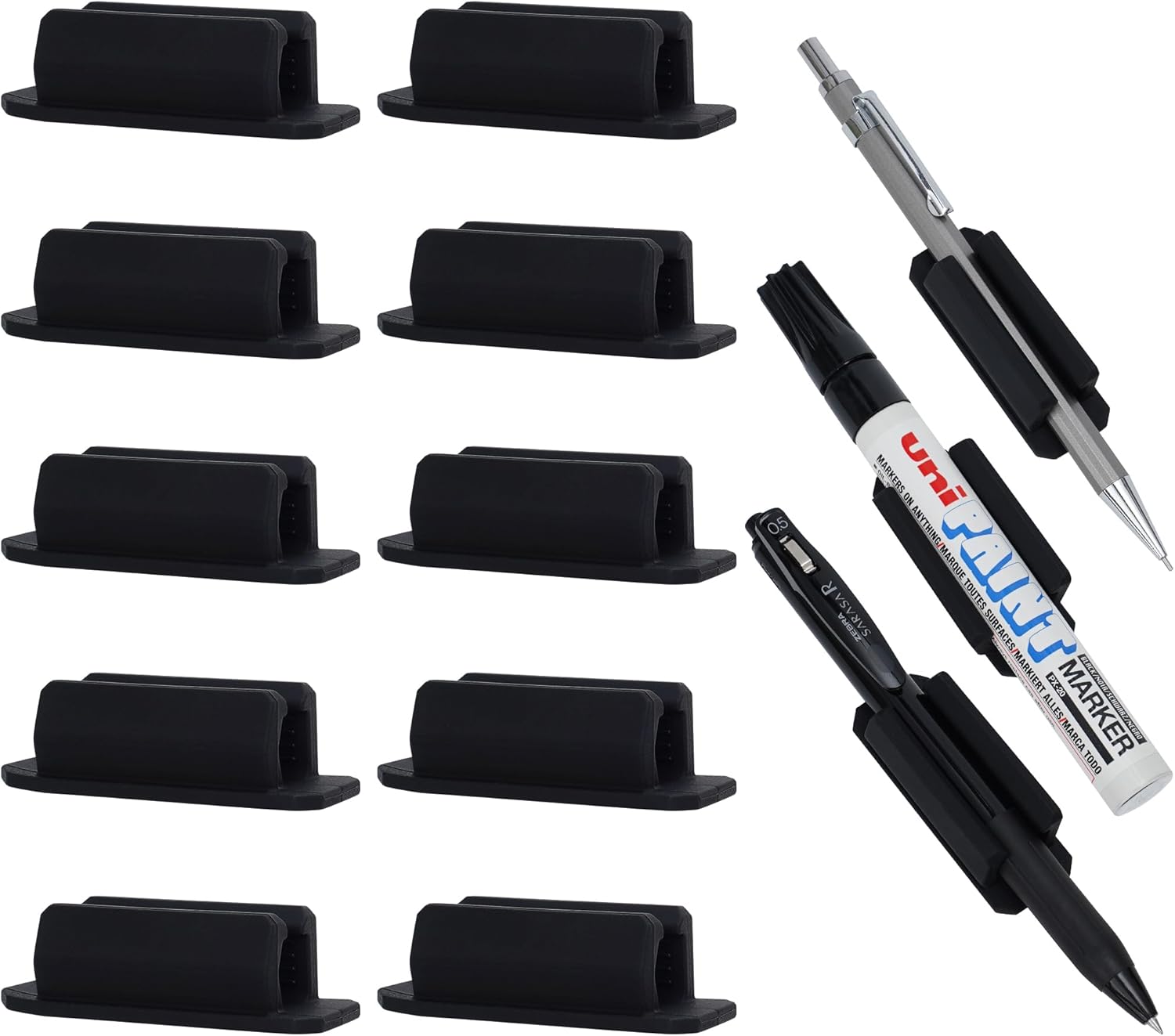ZFbuhuo 10 soportes para bolígrafos para escritorio, soporte adhesivo para portapapeles de aula, soporte de silicona para lápices y soporte para