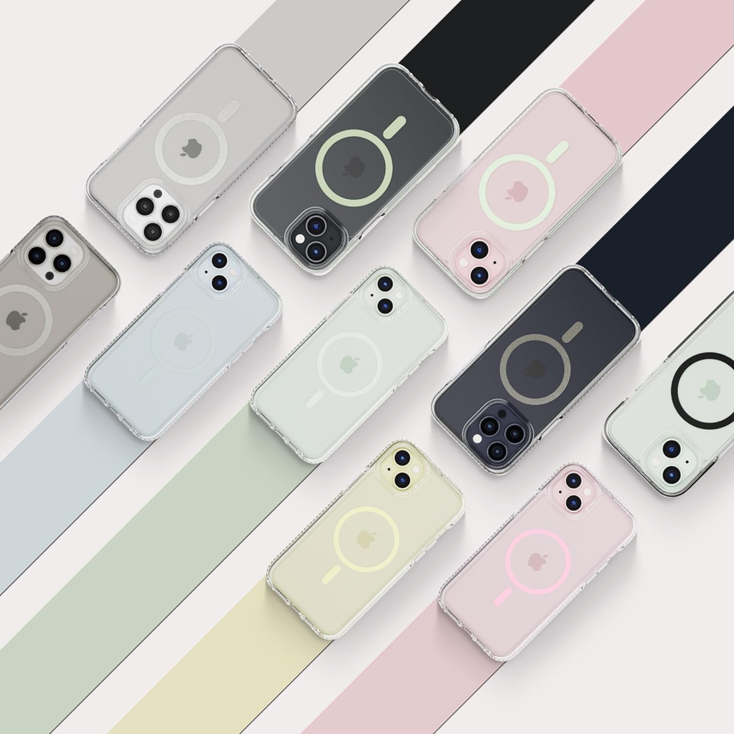 Tech21 Evo Crystal – Funda de protección contra impactos compatible con MagSafe para iPhone 15 Pro, color titanio blanco