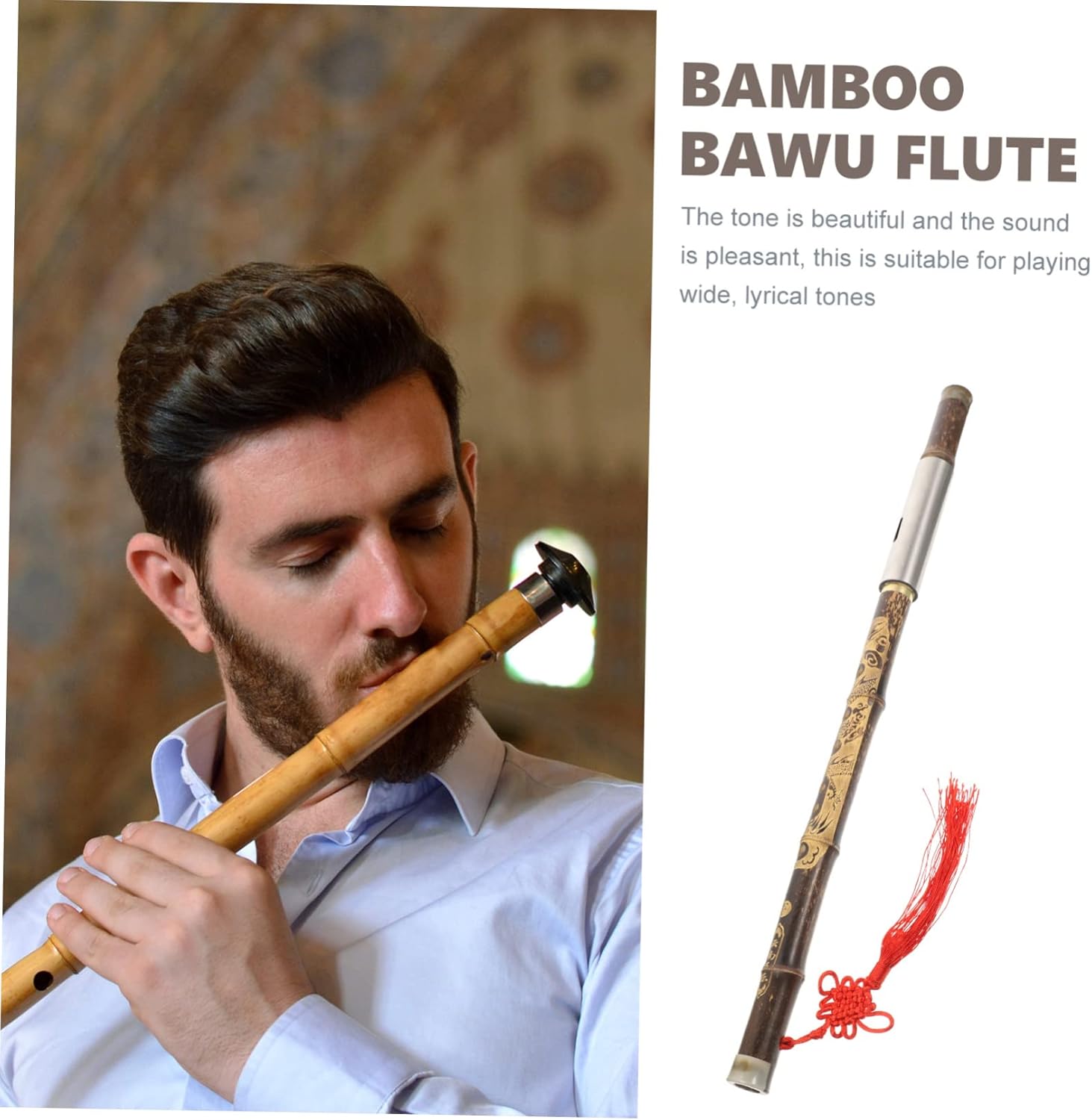 SHOWERORO Cruz Blow Bau Instrumento de viento tradicional Bambú Bawu Silbato Flauta Shakuhachi Bawu Flauta de bambú Clarinete Nacional Bawu Flauta