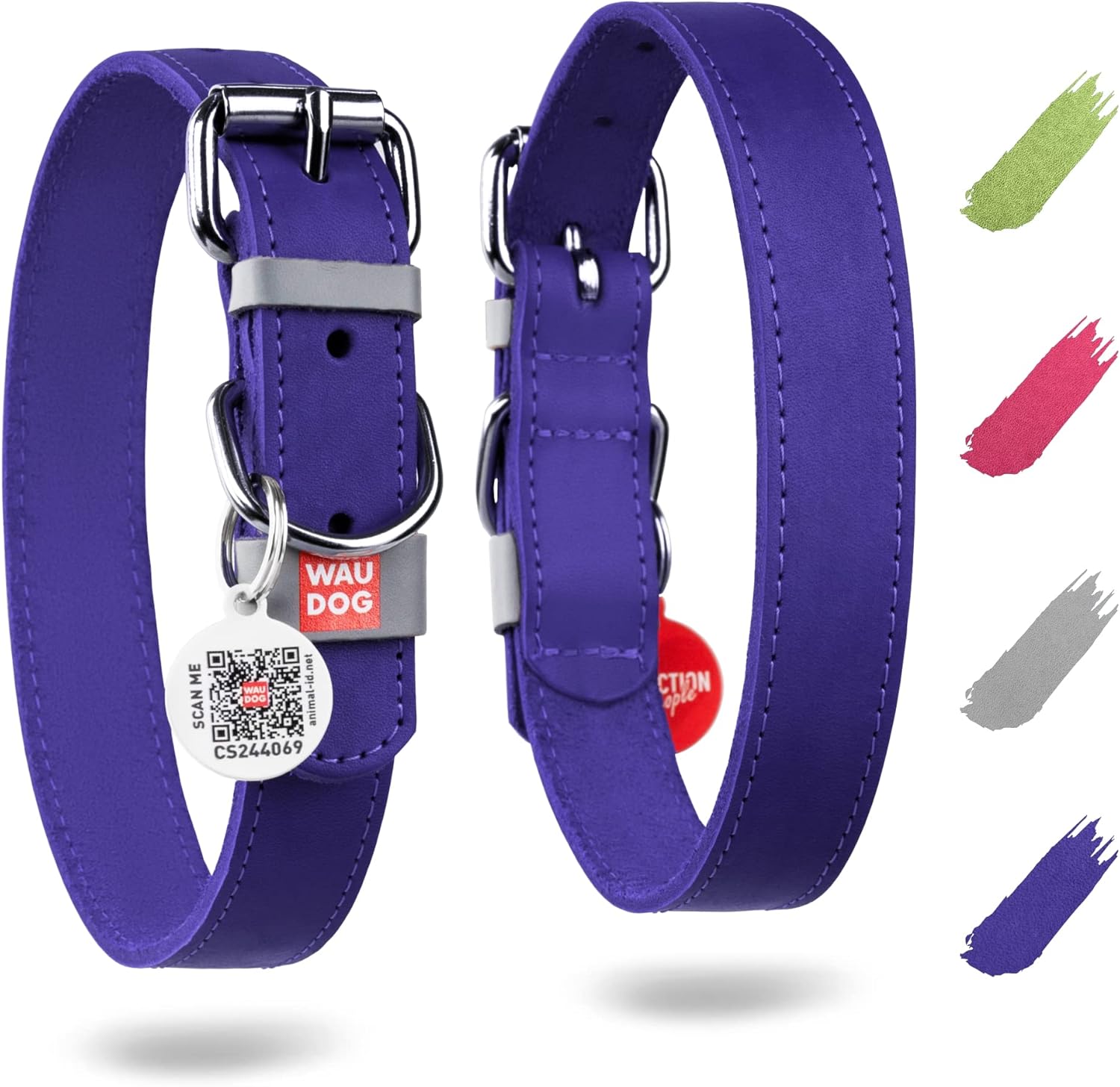 WAUDOG Collar de cuero de larga duración para perros grandes, medianos y pequeños  Collares clásicos ajustables para cachorros de raza grande