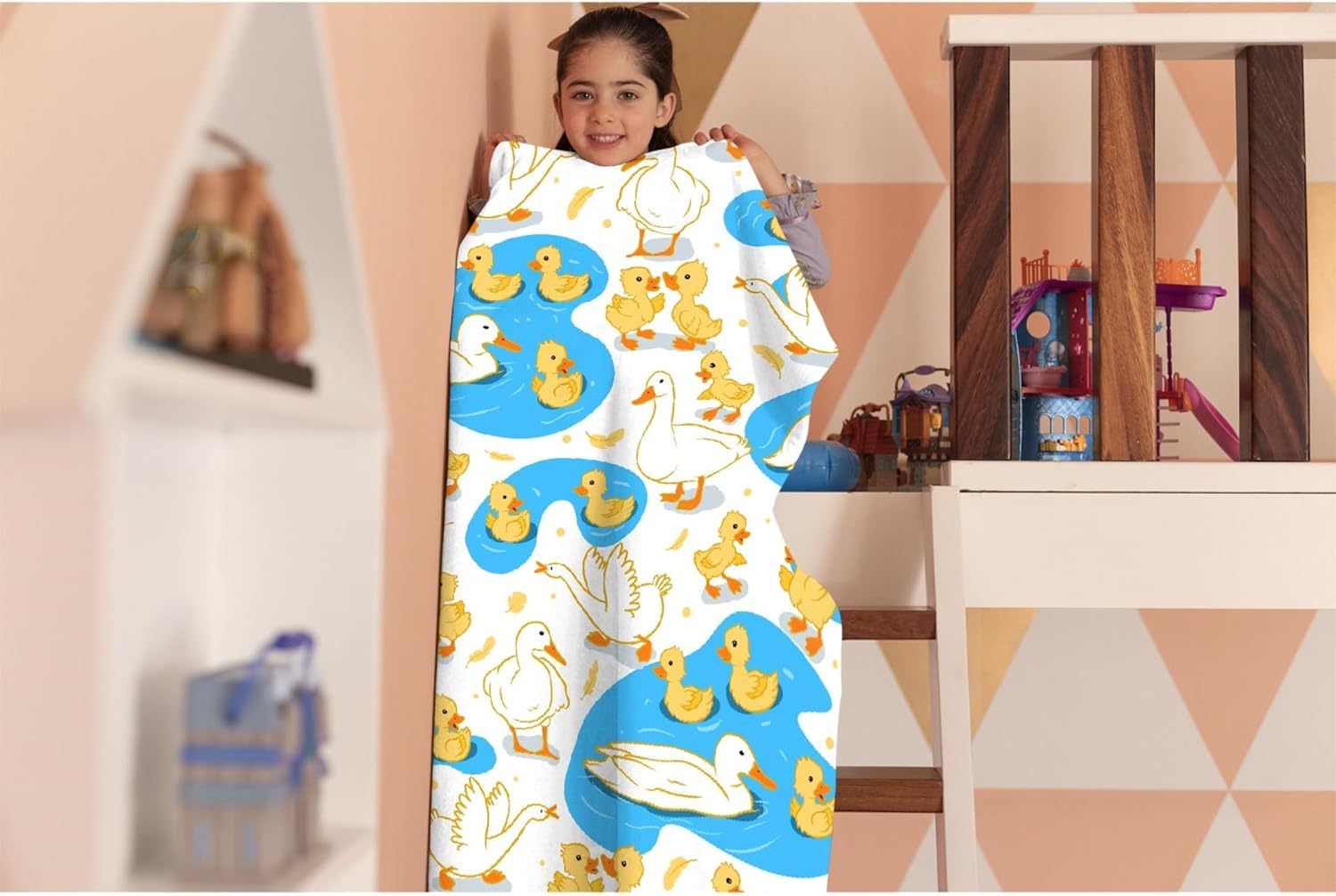 Bonita manta de pato, regalo para los amantes de los patos, manta ligera y suave de franela blanca para sofá, ropa de cama, sofá de viaje, XS 30 x