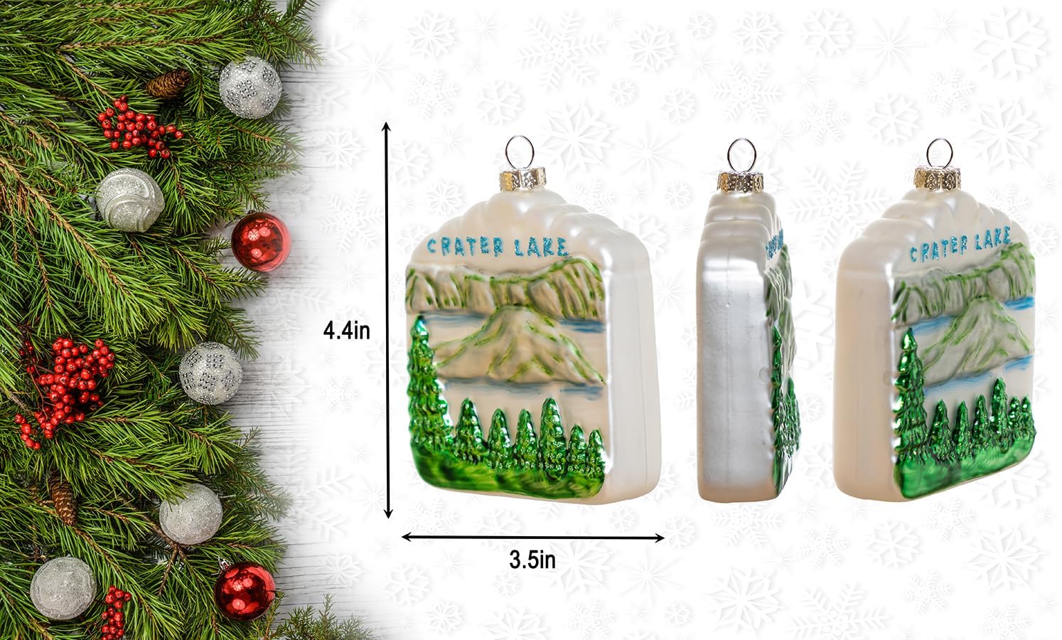 Adorno de Navidad del Parque Nacional del Lago del Cráter de Oregón de vidrio