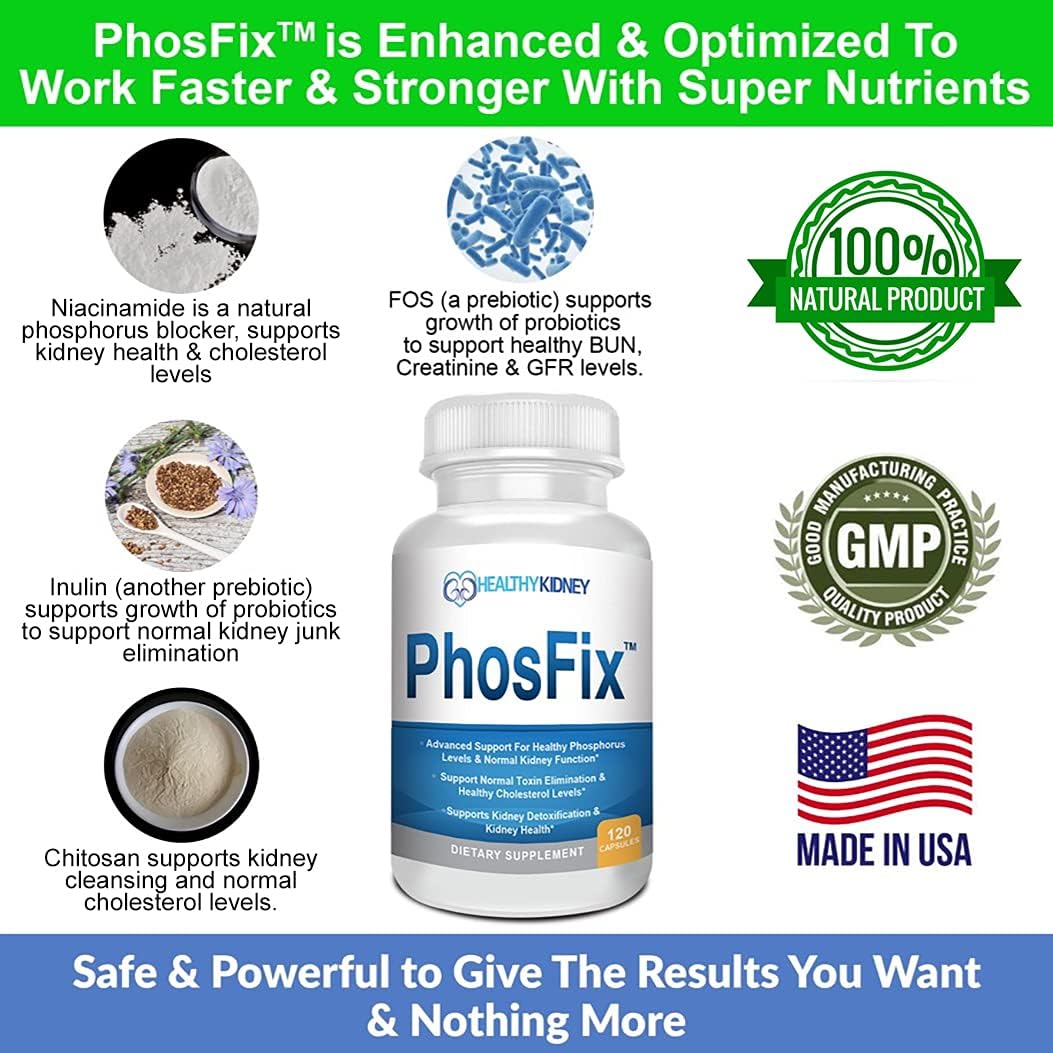 Suplemento renal de aceite de pescado Kidney Shield y paquete bloqueador de fósforo natural PhosFix