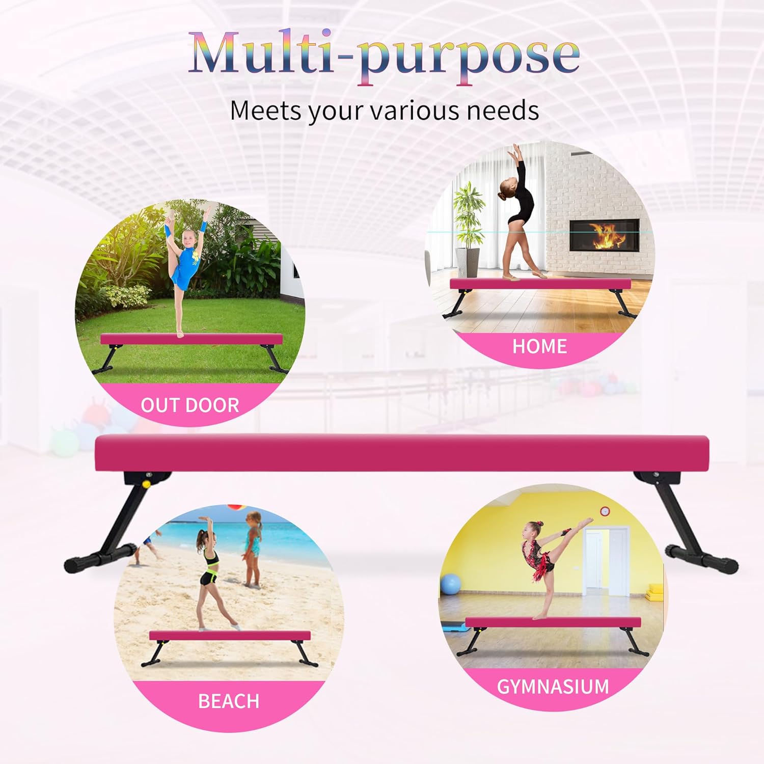 EL&ITWings Viga de equilibrio de gimnasia de 6 pies, viga ajustable de piso de nivel alto y bajo, altamente estable, equipo de entrenamiento de